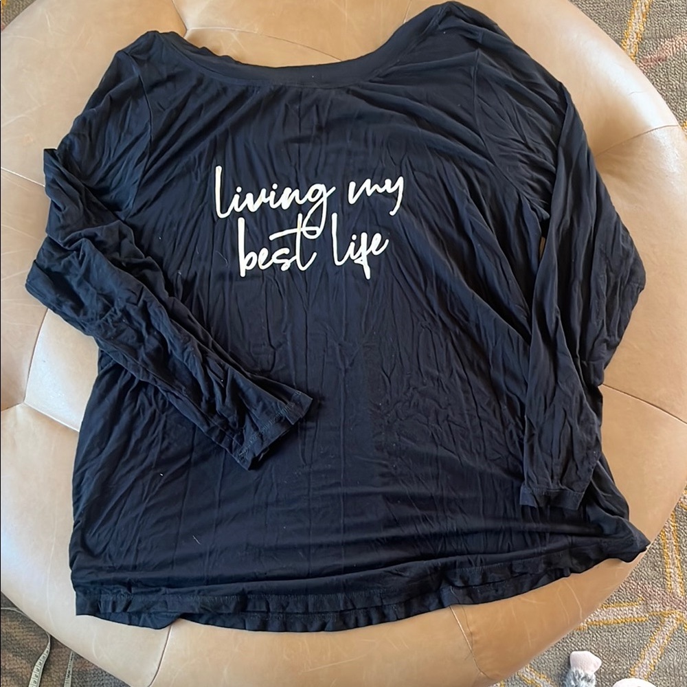 Livi - living my best life Black cross back Women's Top - 18/20